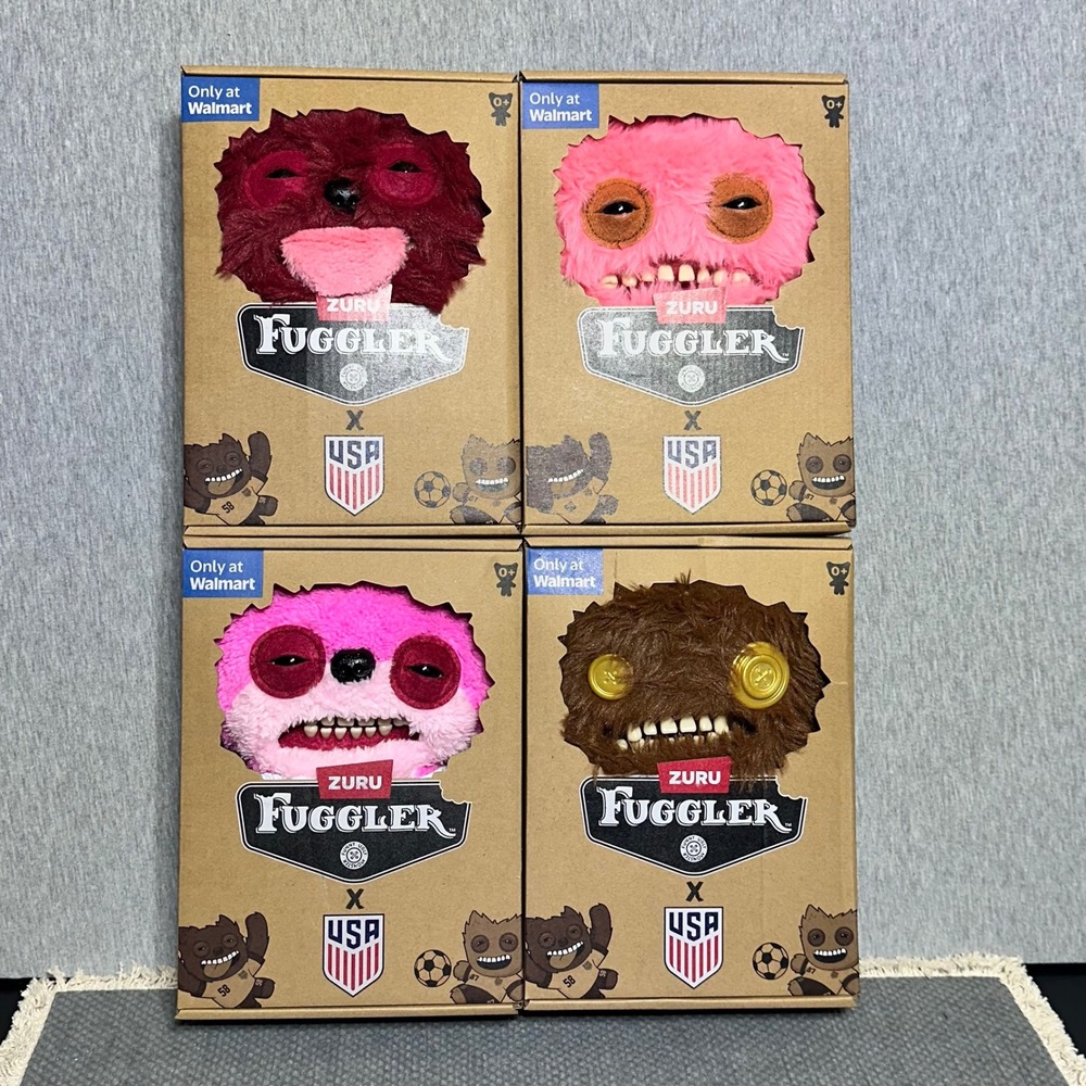Zuru Fuggler x US Soccer Plush Set of 4 Sir Belch Grumps Teddy Bear Buttons New